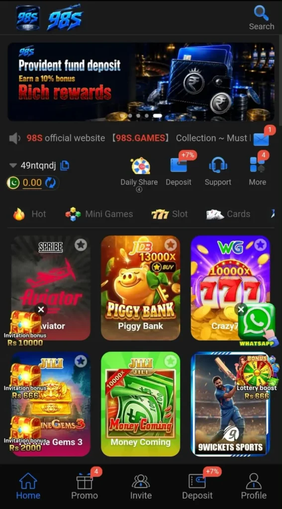 98s Game APK Interface