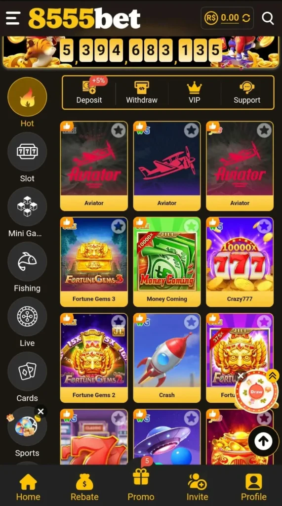 8555Bet App Interface
