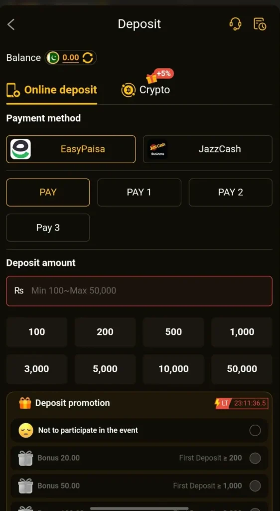 Deposit section 