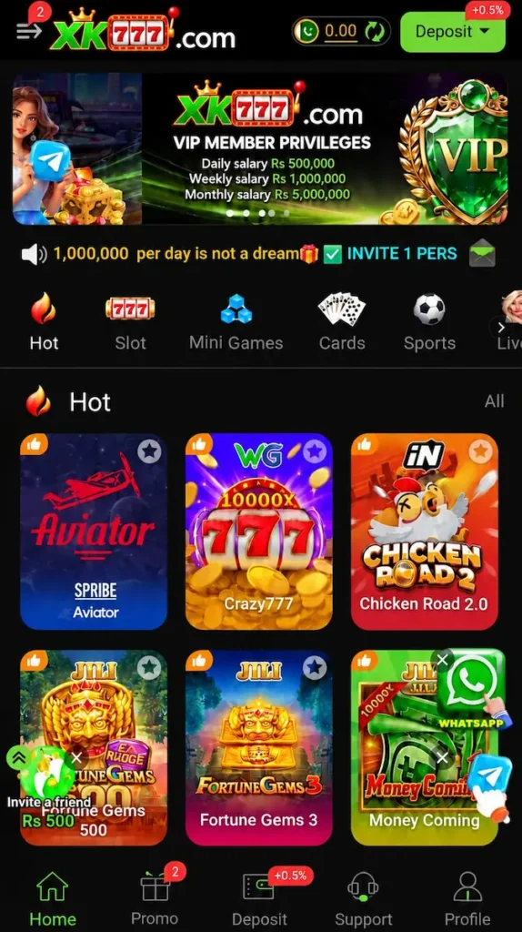 XK777 Game App Interface